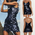 Women's Sequin Mini Dress - V-Neck - Spaghetti Straps - Fitted Party Wear by Lumina Vancouver
