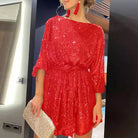 Women's Sequin Mini Dress - Long Sleeve - Relaxed Fit - Asymmetrical Party Wear by Lumina Vancouver