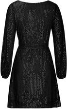Women's Sequin Mini Dress - Long Sleeve - Relaxed Fit - Asymmetrical Party Wear by Lumina Vancouver