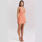 Women’s Mini Dress – Slim Fit – 3D Floral Appliqué – Plunging Neckline – Sleeveless by Lumina Vancouver