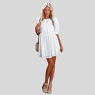 Women's Short Dress - Empire Waist - Puff Sleeves - Lightweight Textured Fabric - Relaxed Fit by Lumina Vancouver