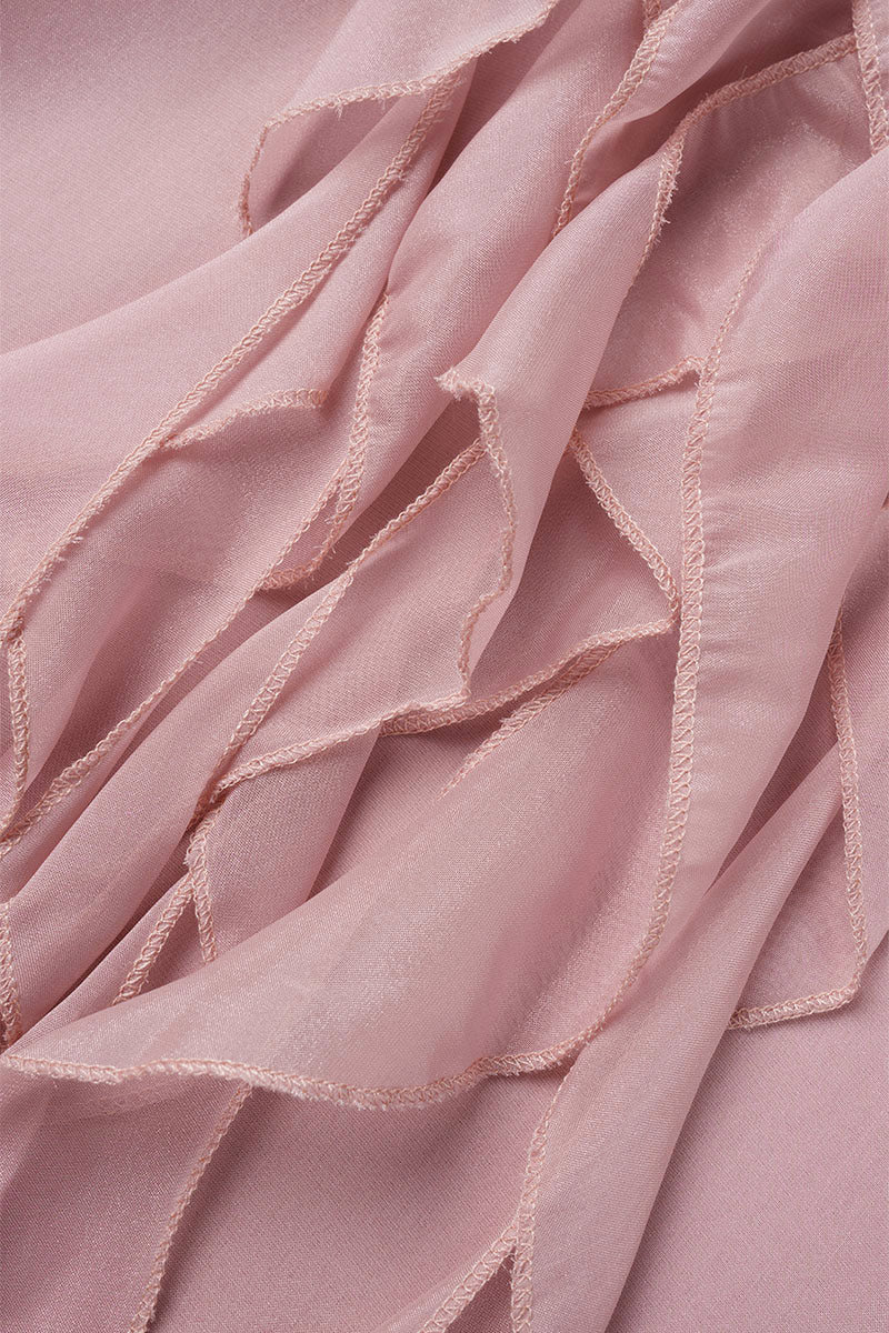 Women's Dress - Knee Length Flowy Fit - V-Neck Ruffle Lace Detail - Sheer Long Sleeve by Lumina Vancouver