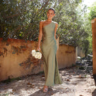 Women’s One-Shoulder Satin Dress – Slim Fit – High Slit – Formal Evening Wear by Lumina Vancouver