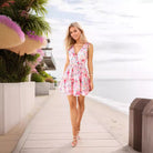 Women's Mini Dress - Sleeveless Deep V-Neck - Smocked Waist - Tiered A-Line Silhouette by Lumina Vancouver