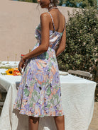 Women's Pleated Mini Dress - Spaghetti Straps - V-Neck - Flowy Floral Print by Lumina Vancouver