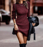 Women's Knit Sweater Dress - Ribbed Bodycon Fit - Mini Length - Long Sleeve Crew Neck - Elegant & Cozy Fashion by Lumina Vancouver