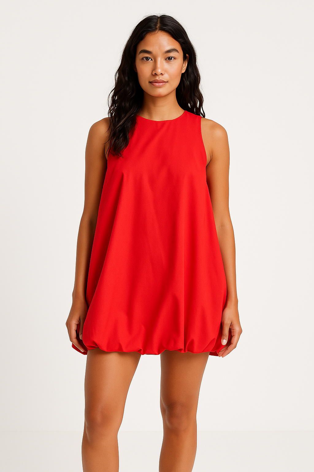 Women’s Mini Dress – 100% Cotton – Sleeveless Loose Fit – Backless Lantern Hem by Lumina Vancouver