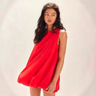 Women’s Mini Dress – 100% Cotton – Sleeveless Loose Fit – Backless Lantern Hem by Lumina Vancouver