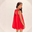 Women’s Mini Dress – 100% Cotton – Sleeveless Loose Fit – Backless Lantern Hem by Lumina Vancouver