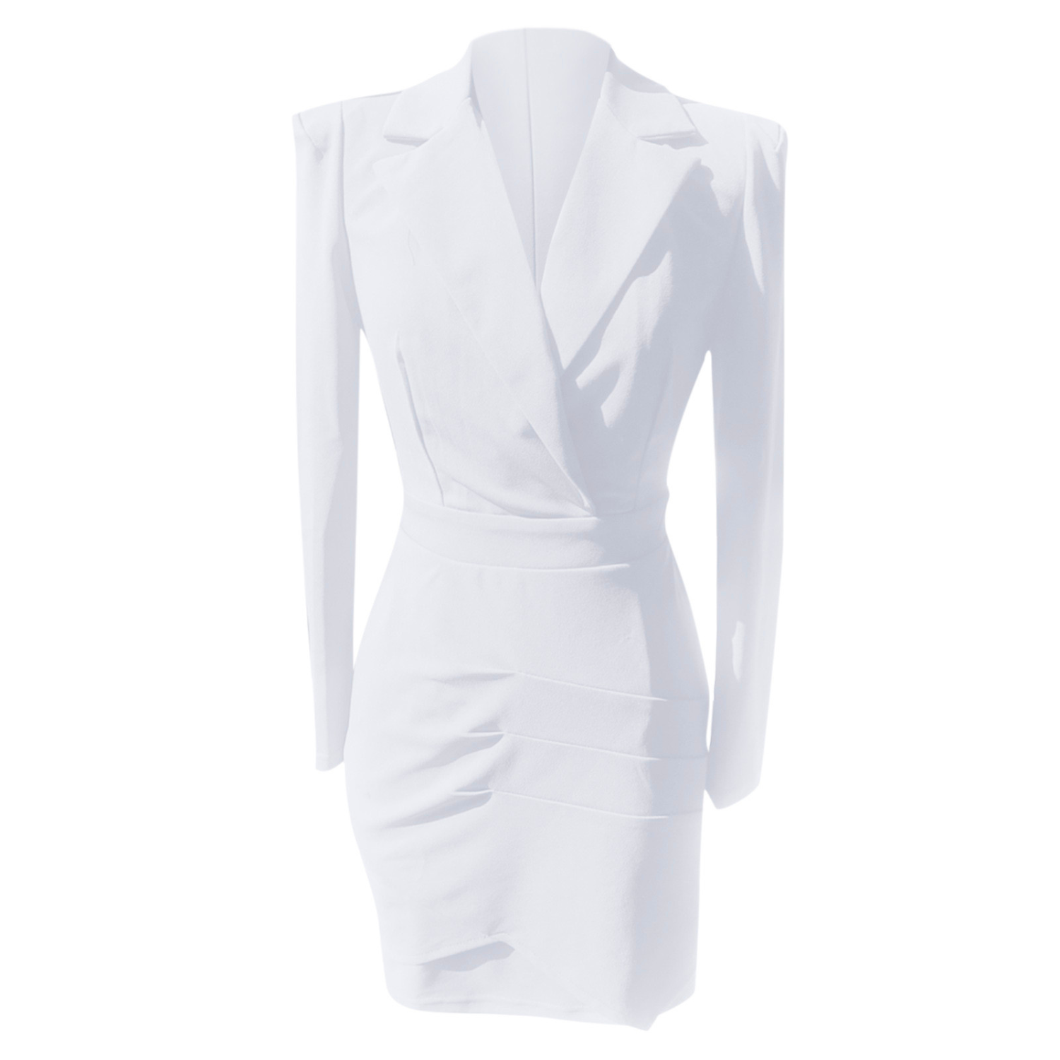Women's Blazer Dress - Tailored Fit - Structured Shoulders - Deep V-Neck - Asymmetrical Hem by Lumina Vancouver