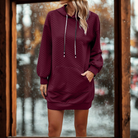 Women’s Hooded Mini Dress – Quilted Diamond Pattern – Relaxed Fit – Long Sleeve Pocket by Lumina Vancouver