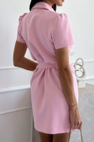 Women's Blazer Dress - Double-Breasted Notched Lapel - Short Sleeve Belted Tailored Fit by Lumina Vancouver