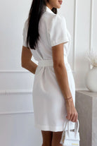 Women's Blazer Dress - Double-Breasted Notched Lapel - Short Sleeve Belted Tailored Fit by Lumina Vancouver