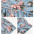 Women's Midi Dress - Floral Print - V-Neck - Puff Sleeves - Fitted Waist - Ruffle Hem by Lumina Vancouver