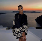 Women's Dress - Loose Fit - Long Flared Sleeves - Geometric Pattern Elegant Style by Lumina Vancouver