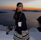 Women's Dress - Loose Fit - Long Flared Sleeves - Geometric Pattern Elegant Style by Lumina Vancouver