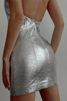 Women's Mini Dress - Metallic Finish - Sleeveless High Neck - Elegant Party Wear by Lumina Vancouver