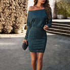 Women’s Bodycon Dress – Ribbed Knit – Off Shoulder – Long Sleeve – Mini Length – Slim Fit by Lumina Vancouver