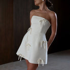 Women’s Strapless Mini Dress – Slim Fit – Satin-Like Fabric – Bow Detail – Evening Wear by Lumina Vancouver