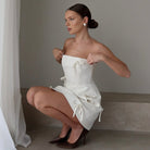 Women’s Strapless Mini Dress – Slim Fit – Satin-Like Fabric – Bow Detail – Evening Wear by Lumina Vancouver