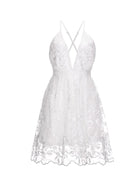 Women's Spaghetti Strap Dress - Deep V-Neck - Floral Embroidery - A-Line Silhouette by Lumina Vancouver