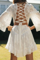 Women's V-Neck Dress - Floral Print - Bell Sleeves - Lightweight Flowy Fit by Lumina Vancouver