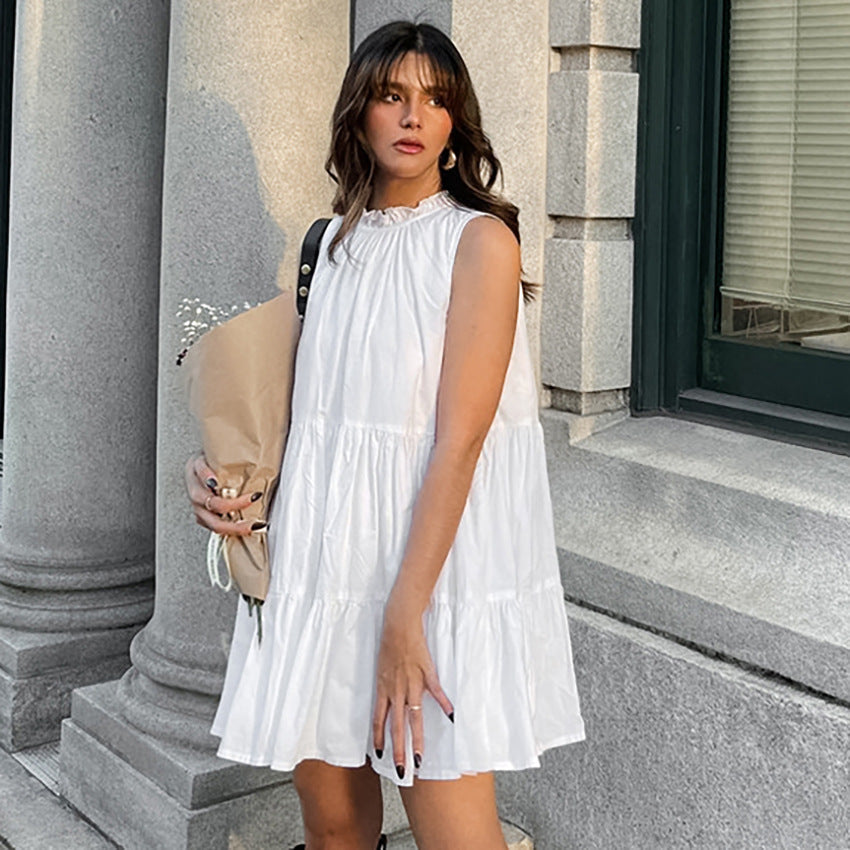 Women’s A-Line Dress – Sleeveless – Loose Fit – Tiered Hem – Lightweight Casual Wear by Lumina Vancouver