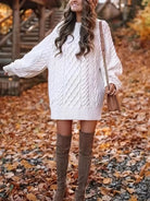 Women’s Sweater Dress – Oversized Fit – Wool Knit – Cable Braided – Mini Length by Lumina Vancouver