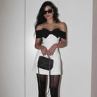 Women's Off-Shoulder Mini Dress - Bodycon Fit - Large Bow Detail - Elegant Party Wear by Lumina Vancouver