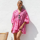 Women's Shirt Dress - Deep V-Neck Collar - Flared Skirt - Celestial Print Trendy Fit by Lumina Vancouver