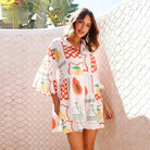 Women's Shirt Dress - Deep V-Neck Collar - Flared Skirt - Celestial Print Trendy Fit by Lumina Vancouver