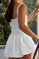 Women's Mini Dress - Sleeveless Bubble Hem - Fitted Bodice Scoop Neck - Flowy Skirt by Lumina Vancouver