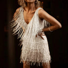 Women's Dress - Sleeveless Scoop Neck - Fringe Detailing - Form-Fitting Party Wear by Lumina Vancouver