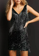 Women's Dress - Sleeveless Scoop Neck - Fringe Detailing - Form-Fitting Party Wear by Lumina Vancouver