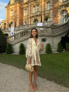 Women's Floral Dress - V-Neck - Cinched Waist Tie - Long Balloon Sleeves - Mini Length by Lumina Vancouver