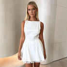 Women’s Mini Dress – Satin Finish – Fitted Bodice – A-Line – Spaghetti Straps by Lumina Vancouver