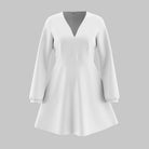 Women’s Mini Dress – Satin A-Line – Deep V-Neck – Long Sleeve – Ruched Waist by Lumina Vancouver