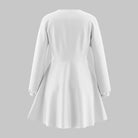 Women’s Mini Dress – Satin A-Line – Deep V-Neck – Long Sleeve – Ruched Waist by Lumina Vancouver