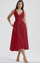 Women's Evening Dress - Sleeveless V-Neck - Fitted Bodice - Flowing Elegant Silhouette by Lumina Vancouver