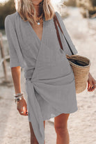 Women's Wrap Mini Dress - Lightweight Cotton-Linen - V-Neck Adjustable Fit by Lumina Vancouver