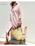 Colen - Classic Stripped Lace Shirt Dress