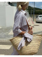 Colen - Classic Stripped Lace Shirt Dress