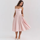 Women's Corset Dress - Sweetheart Neckline - Spaghetti Straps - A-Line Midi Fit by Lumina Vancouver