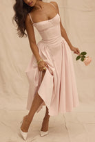 Women's Corset Dress - Sweetheart Neckline - Spaghetti Straps - A-Line Midi Fit by Lumina Vancouver