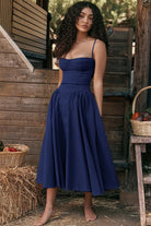 Women's Corset Dress - Sweetheart Neckline - Spaghetti Straps - A-Line Midi Fit by Lumina Vancouver