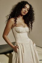 Women's Corset Dress - Sweetheart Neckline - Spaghetti Straps - A-Line Midi Fit by Lumina Vancouver