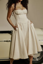 Women's Corset Dress - Sweetheart Neckline - Spaghetti Straps - A-Line Midi Fit by Lumina Vancouver