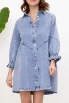 Women's Denim Shirt Dress - Button Down - Long Sleeve - Casual Stylish Fit by Lumina Vancouver