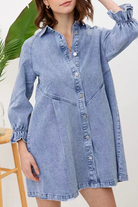 Women's Denim Shirt Dress - Button Down - Long Sleeve - Casual Stylish Fit by Lumina Vancouver