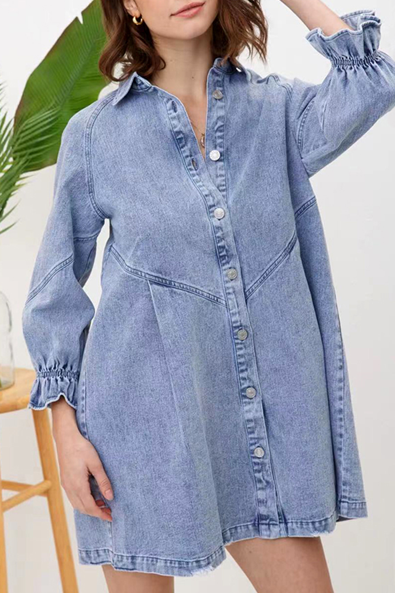 Women's Denim Shirt Dress - Button Down - Long Sleeve - Casual Stylish Fit by Lumina Vancouver
